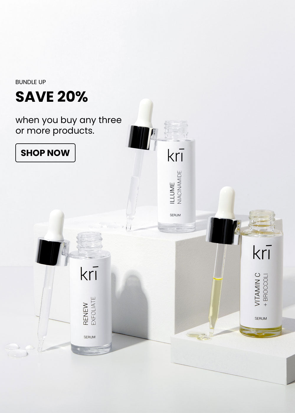 Save 20% when you buy any three or more Kri Skincare products